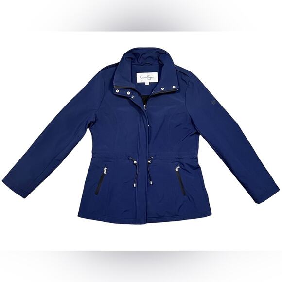 Jessica Simpson Navy Zip-Up Fleece Lined Water Resistant Jacket Womens Large - Picture 2 of 11